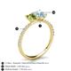 6 - Galina 7x5 mm Emerald Cut Peridot and 8x6 mm Oval Aquamarine 2 Stone Duo Ring 