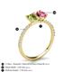 6 - Galina 7x5 mm Emerald Cut Peridot and 8x6 mm Oval Pink Tourmaline 2 Stone Duo Ring 