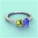 4 - Galina 7x5 mm Emerald Cut Peridot and 8x6 mm Oval Tanzanite 2 Stone Duo Ring 