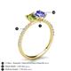 6 - Galina 7x5 mm Emerald Cut Peridot and 8x6 mm Oval Tanzanite 2 Stone Duo Ring 