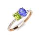 5 - Galina 7x5 mm Emerald Cut Peridot and 8x6 mm Oval Tanzanite 2 Stone Duo Ring 