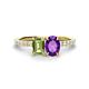 1 - Galina 7x5 mm Emerald Cut and 8x6 mm Oval Peridot 2 Stone Duo Ring 