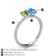 6 - Galina 7x5 mm Emerald Cut Peridot and 8x6 mm Oval Blue Topaz 2 Stone Duo Ring 