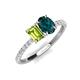5 - Galina 7x5 mm Emerald Cut Peridot and 8x6 mm Oval London Blue Topaz 2 Stone Duo Ring 