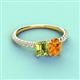 4 - Galina 7x5 mm Emerald Cut Peridot and 8x6 mm Oval Citrine 2 Stone Duo Ring 