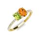 5 - Galina 7x5 mm Emerald Cut Peridot and 8x6 mm Oval Citrine 2 Stone Duo Ring 