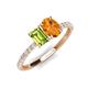 5 - Galina 7x5 mm Emerald Cut Peridot and 8x6 mm Oval Citrine 2 Stone Duo Ring 
