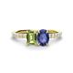 1 - Galina 7x5 mm Emerald Cut Peridot and 8x6 mm Oval Iolite 2 Stone Duo Ring 