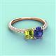 4 - Galina 7x5 mm Emerald Cut Peridot and 8x6 mm Oval Iolite 2 Stone Duo Ring 
