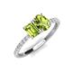 5 - Galina 7x5 mm Emerald Cut Peridot and 8x6 mm Oval Peridot 2 Stone Duo Ring 