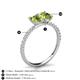 6 - Galina 7x5 mm Emerald Cut Peridot and 8x6 mm Oval Peridot 2 Stone Duo Ring 