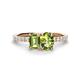 1 - Galina 7x5 mm Emerald Cut Peridot and 8x6 mm Oval Peridot 2 Stone Duo Ring 