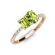 5 - Galina 7x5 mm Emerald Cut Peridot and 8x6 mm Oval Peridot 2 Stone Duo Ring 