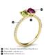 6 - Galina 7x5 mm Emerald Cut Peridot and 8x6 mm Oval Rhodolite Garnet 2 Stone Duo Ring 