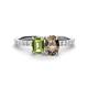 1 - Galina 7x5 mm Emerald Cut Peridot and 8x6 mm Oval Smoky Quartz 2 Stone Duo Ring 