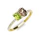 5 - Galina 7x5 mm Emerald Cut Peridot and 8x6 mm Oval Smoky Quartz 2 Stone Duo Ring 