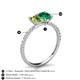 6 - Galina 7x5 mm Emerald Cut Peridot and 8x6 mm Oval Emerald 2 Stone Duo Ring 