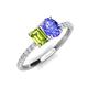5 - Galina 7x5 mm Emerald Cut Peridot and 8x6 mm Oval Tanzanite 2 Stone Duo Ring 
