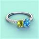 4 - Galina 7x5 mm Emerald Cut Peridot and 8x6 mm Oval Blue Topaz 2 Stone Duo Ring 