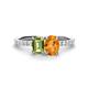1 - Galina 7x5 mm Emerald Cut Peridot and 8x6 mm Oval Citrine 2 Stone Duo Ring 