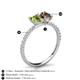 6 - Galina 7x5 mm Emerald Cut Peridot and 8x6 mm Oval Smoky Quartz 2 Stone Duo Ring 
