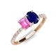 5 - Galina 7x5 mm Emerald Cut Pink Sapphire and 8x6 mm Oval Blue Sapphire 2 Stone Duo Ring 