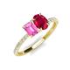 5 - Galina 7x5 mm Emerald Cut Pink Sapphire and 8x6 mm Oval Ruby 2 Stone Duo Ring 