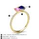 6 - Galina 7x5 mm Emerald Cut Pink Sapphire and 8x6 mm Oval Blue Sapphire 2 Stone Duo Ring 