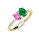5 - Galina 7x5 mm Emerald Cut Pink Sapphire and 8x6 mm Oval Emerald 2 Stone Duo Ring 