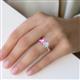 3 - Galina 7x5 mm Emerald Cut Pink Sapphire and GIA Certified 8x6 mm Oval Diamond 2 Stone Duo Ring 