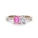 1 - Galina 7x5 mm Emerald Cut Pink Sapphire and 8x6 mm Oval Forever One Moissanite 2 Stone Duo Ring 