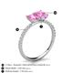 6 - Galina 7x5 mm Emerald Cut and 8x6 mm Oval Pink Sapphire 2 Stone Duo Ring 
