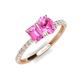5 - Galina 7x5 mm Emerald Cut and 8x6 mm Oval Pink Sapphire 2 Stone Duo Ring 