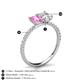 6 - Galina 7x5 mm Emerald Cut Pink Sapphire and 8x6 mm Oval White Sapphire 2 Stone Duo Ring 
