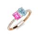 5 - Galina 7x5 mm Emerald Cut Pink Sapphire and 8x6 mm Oval Aquamarine 2 Stone Duo Ring 