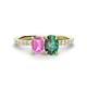 1 - Galina 7x5 mm Emerald Cut Pink Sapphire and 8x6 mm Oval Lab Created Alexandrite 2 Stone Duo Ring 