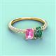 4 - Galina 7x5 mm Emerald Cut Pink Sapphire and 8x6 mm Oval Lab Created Alexandrite 2 Stone Duo Ring 