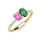 5 - Galina 7x5 mm Emerald Cut Pink Sapphire and 8x6 mm Oval Lab Created Alexandrite 2 Stone Duo Ring 