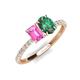 5 - Galina 7x5 mm Emerald Cut Pink Sapphire and 8x6 mm Oval Lab Created Alexandrite 2 Stone Duo Ring 
