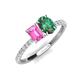 5 - Galina 7x5 mm Emerald Cut Pink Sapphire and 8x6 mm Oval Lab Created Alexandrite 2 Stone Duo Ring 