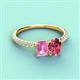 4 - Galina 7x5 mm Emerald Cut Pink Sapphire and 8x6 mm Oval Pink Tourmaline 2 Stone Duo Ring 