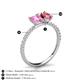 6 - Galina 7x5 mm Emerald Cut Pink Sapphire and 8x6 mm Oval Pink Tourmaline 2 Stone Duo Ring 