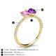 6 - Galina 7x5 mm Emerald Cut Pink Sapphire and 8x6 mm Oval Amethyst 2 Stone Duo Ring 