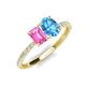 5 - Galina 7x5 mm Emerald Cut Pink Sapphire and 8x6 mm Oval Blue Topaz 2 Stone Duo Ring 
