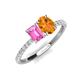 5 - Galina 7x5 mm Emerald Cut Pink Sapphire and 8x6 mm Oval Citrine 2 Stone Duo Ring 