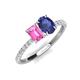5 - Galina 7x5 mm Emerald Cut Pink Sapphire and 8x6 mm Oval Iolite 2 Stone Duo Ring 
