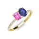 5 - Galina 7x5 mm Emerald Cut Pink Sapphire and 8x6 mm Oval Iolite 2 Stone Duo Ring 
