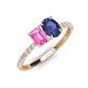 5 - Galina 7x5 mm Emerald Cut Pink Sapphire and 8x6 mm Oval Iolite 2 Stone Duo Ring 
