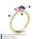 6 - Galina 7x5 mm Emerald Cut Pink Sapphire and 8x6 mm Oval Iolite 2 Stone Duo Ring 