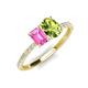 5 - Galina 7x5 mm Emerald Cut Pink Sapphire and 8x6 mm Oval Peridot 2 Stone Duo Ring 